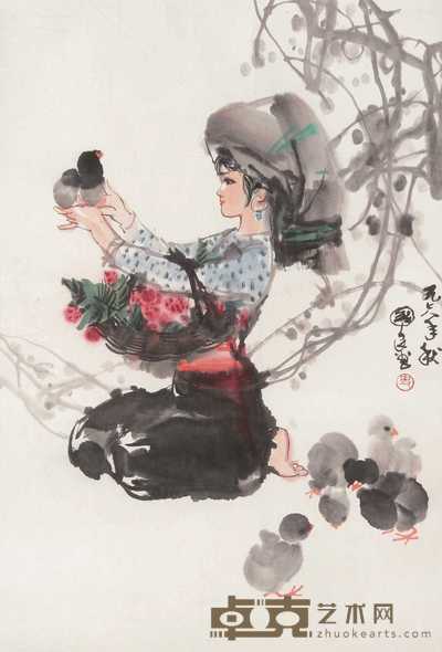 史国良 少女 镜心 66×44.5cm